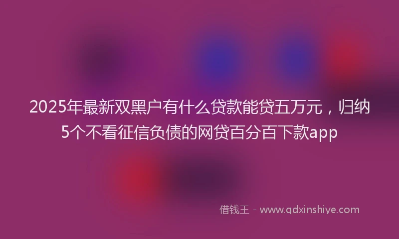 2025年最新双黑户有什么贷款能贷五万元，归纳5个不看征信负债的网贷百分百下款app