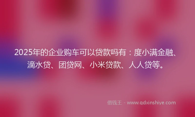 2025年的企业购车可以贷款吗有：度小满金融、滴水贷、团贷网、小米贷款、人人贷等。