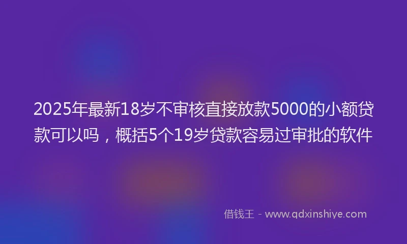 2025年最新18岁不审核直接放款5000的小额贷款可以吗，概括5个19岁贷款容易过审批的软件