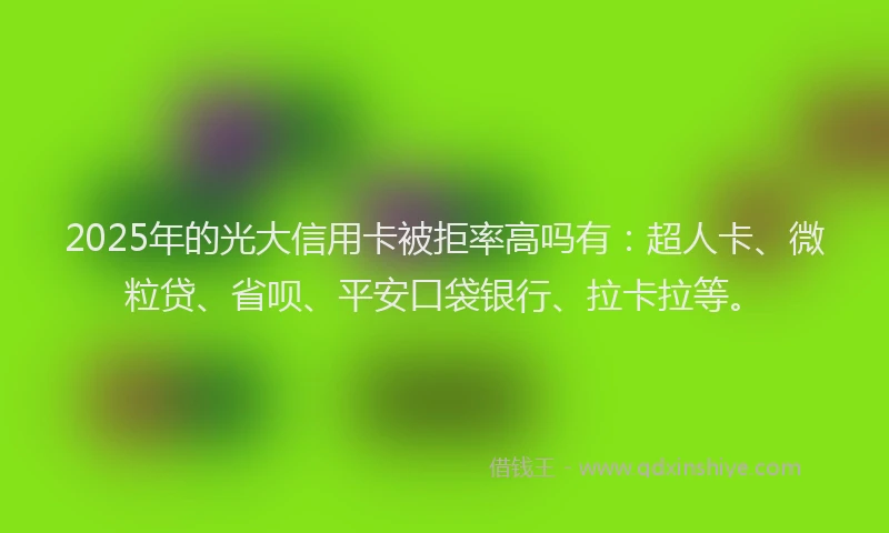2025年的光大信用卡被拒率高吗有：超人卡、微粒贷、省呗、平安口袋银行、拉卡拉等。