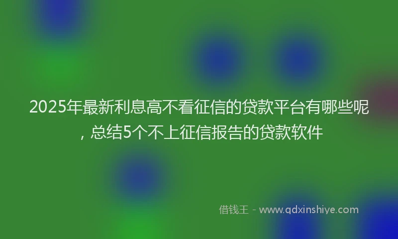 2025年最新利息高不看征信的贷款平台有哪些呢，总结5个不上征信报告的贷款软件