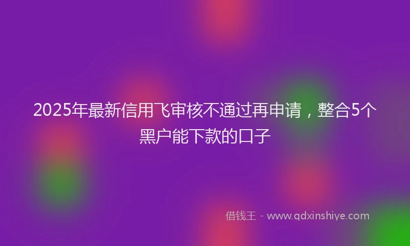2025年最新信用飞审核不通过再申请，整合5个黑户能下款的口子