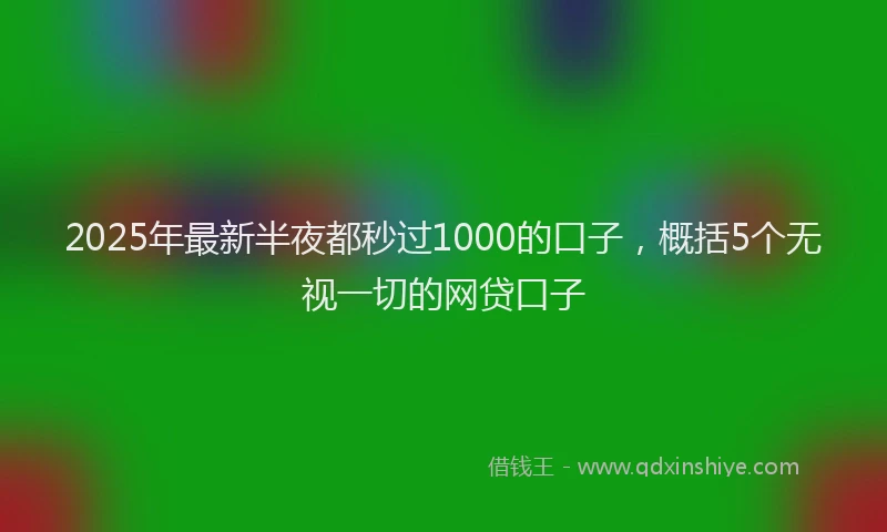 2025年最新半夜都秒过1000的口子，概括5个无视一切的网贷口子