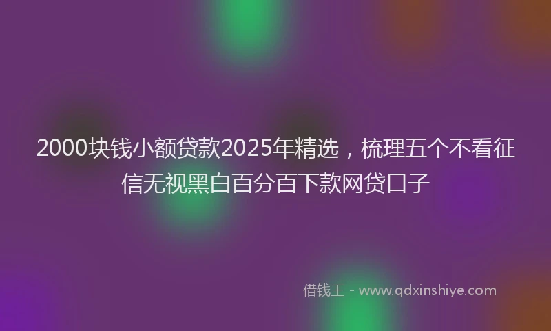 2000块钱小额贷款2025年精选，梳理五个不看征信无视黑白百分百下款网贷口子