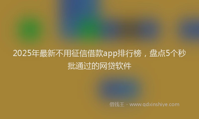 2025年最新不用征信借款app排行榜，盘点5个秒批通过的网贷软件