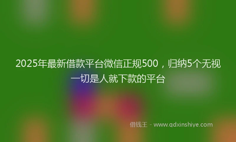2025年最新借款平台微信正规500，归纳5个无视一切是人就下款的平台
