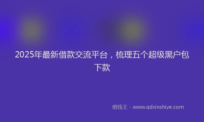 2025年最新借款交流平台，梳理五个超级黑户包下款