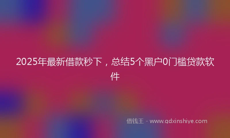 2025年最新借款秒下，总结5个黑户0门槛贷款软件