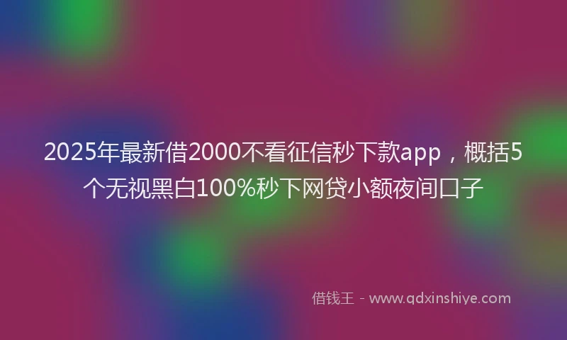 2025年最新借2000不看征信秒下款app，概括5个无视黑白100%秒下网贷小额夜间口子
