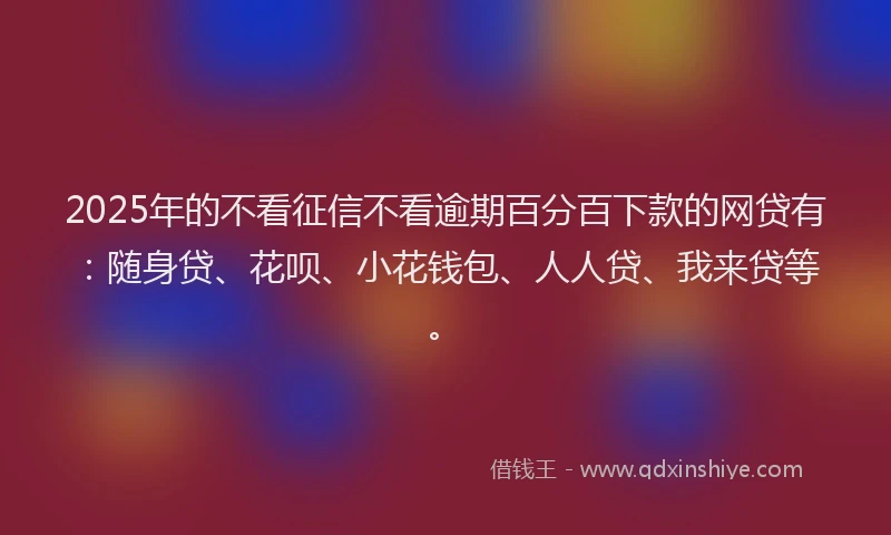 2025年的不看征信不看逾期百分百下款的网贷有：随身贷、花呗、小花钱包、人人贷、我来贷等。