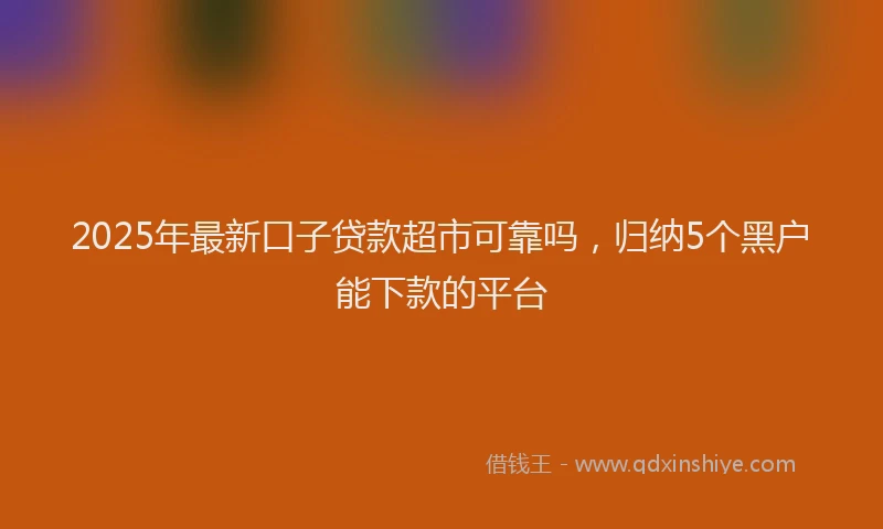 2025年最新口子贷款超市可靠吗，归纳5个黑户能下款的平台