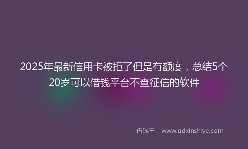 2025年最新信用卡被拒了但是有额度，总结5个20岁可以借钱平台不查征信的软件