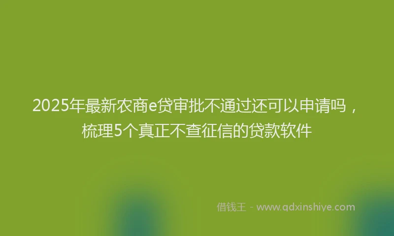 2025年最新农商e贷审批不通过还可以申请吗，梳理5个真正不查征信的贷款软件