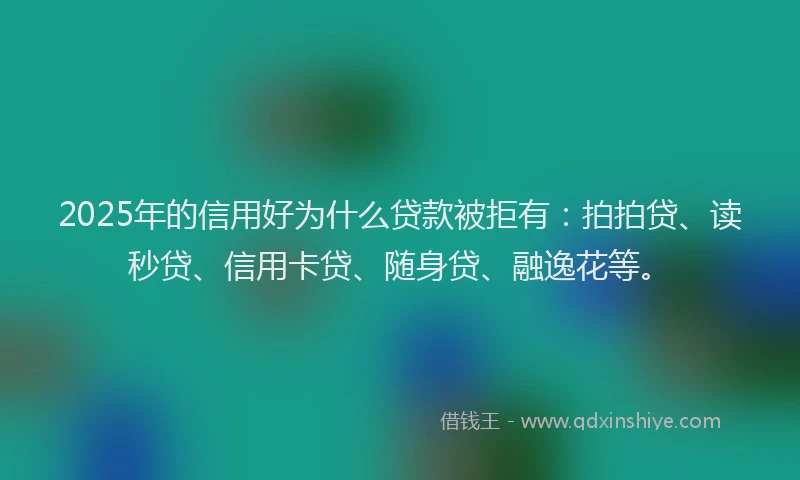 2025年的信用好为什么贷款被拒有：拍拍贷、读秒贷、信用卡贷、随身贷、融逸花等。
