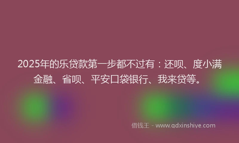 2025年的乐贷款第一步都不过有：还呗、度小满金融、省呗、平安口袋银行、我来贷等。