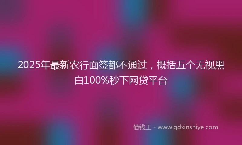 2025年最新农行面签都不通过，概括五个无视黑白100%秒下网贷平台