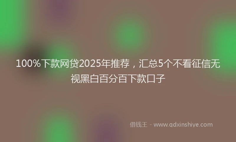 100%下款网贷2025年推荐，汇总5个不看征信无视黑白百分百下款口子