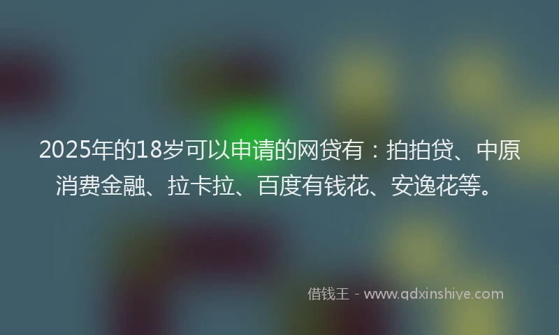 2025年的18岁可以申请的网贷有：拍拍贷、中原消费金融、拉卡拉、百度有钱花、安逸花等。