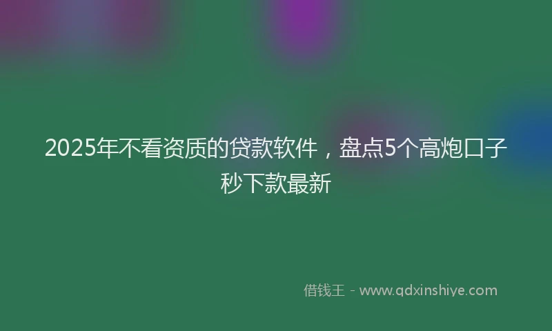2025年不看资质的贷款软件，盘点5个高炮口子秒下款最新