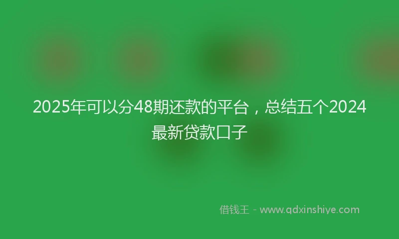 2025年可以分48期还款的平台，总结五个2024最新贷款口子