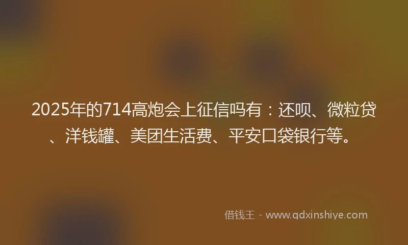 2025年的714高炮会上征信吗有：还呗、微粒贷、洋钱罐、美团生活费、平安口袋银行等。