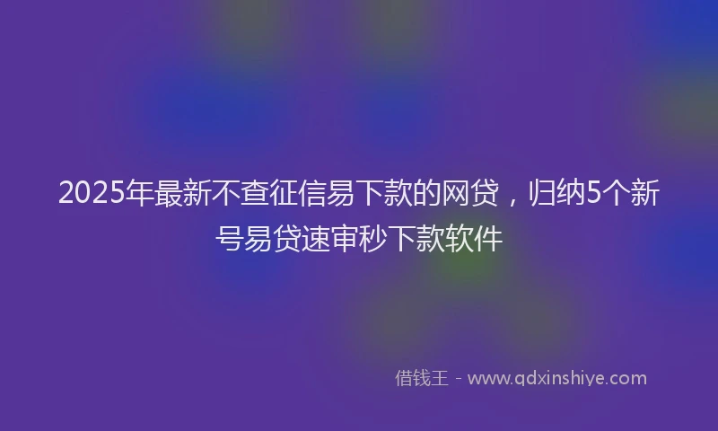2025年最新不查征信易下款的网贷，归纳5个新号易贷速审秒下款软件