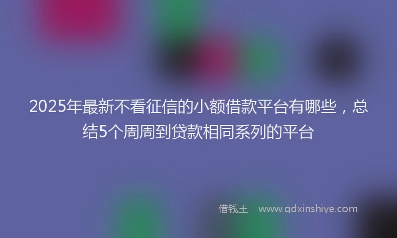 2025年最新不看征信的小额借款平台有哪些，总结5个周周到贷款相同系列的平台