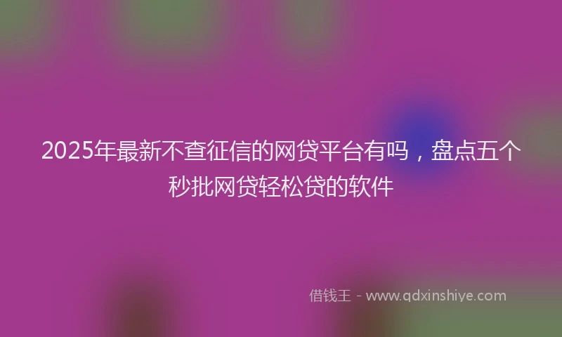 2025年最新不查征信的网贷平台有吗，盘点五个秒批网贷轻松贷的软件