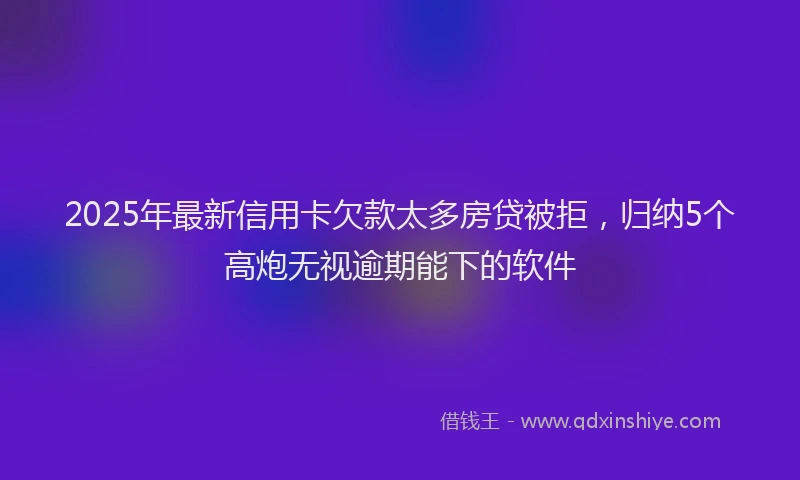 2025年最新信用卡欠款太多房贷被拒，归纳5个高炮无视逾期能下的软件
