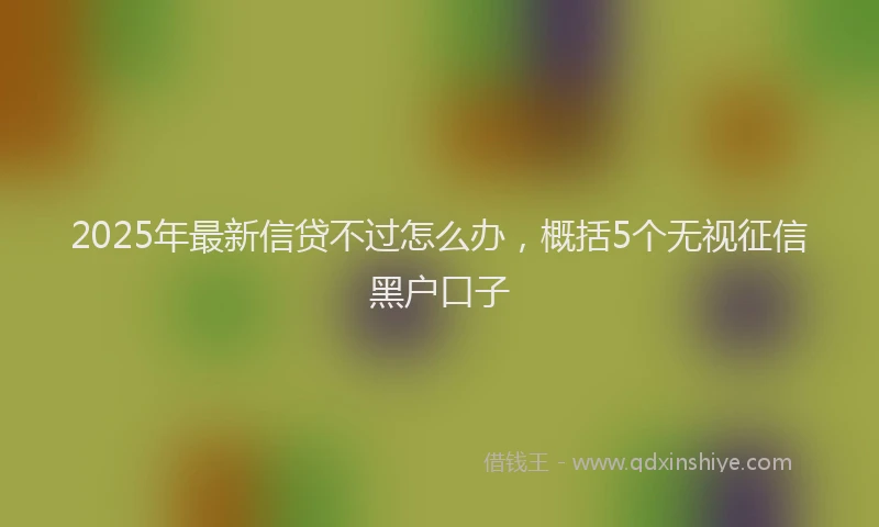 2025年最新信贷不过怎么办，概括5个无视征信黑户口子
