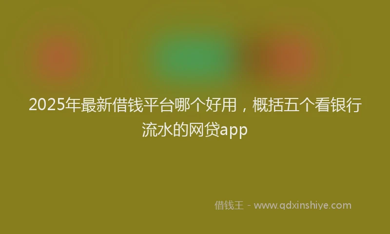 2025年最新借钱平台哪个好用，概括五个看银行流水的网贷app