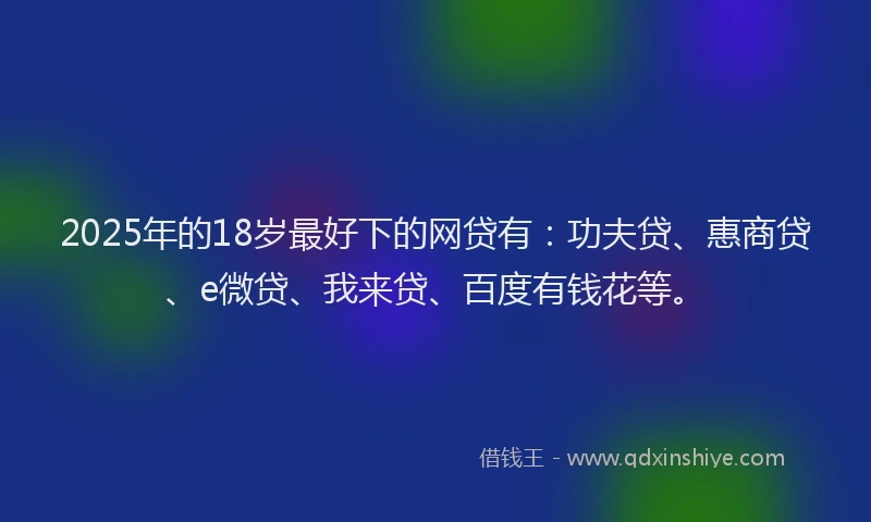 2025年的18岁最好下的网贷有：功夫贷、惠商贷、e微贷、我来贷、百度有钱花等。
