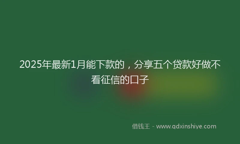 2025年最新1月能下款的，分享五个贷款好做不看征信的口子