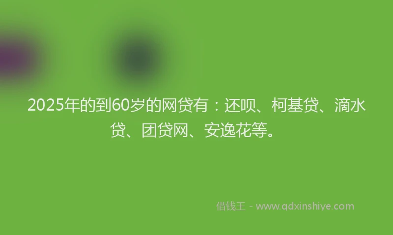 2025年的到60岁的网贷有：还呗、柯基贷、滴水贷、团贷网、安逸花等。