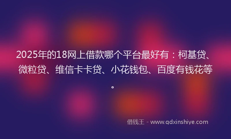 2025年的18网上借款哪个平台最好有：柯基贷、微粒贷、维信卡卡贷、小花钱包、百度有钱花等。