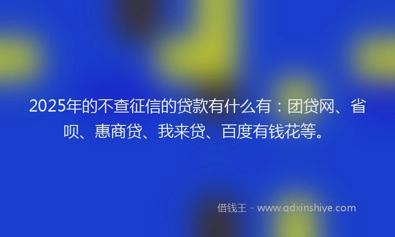 2025年的不查征信的贷款有什么有：团贷网、省呗、惠商贷、我来贷、百度有钱花等。