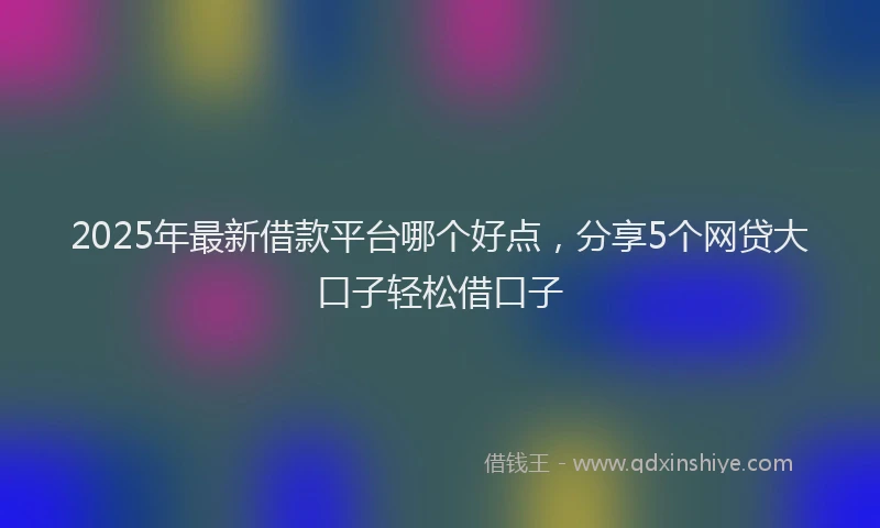 2025年最新借款平台哪个好点，分享5个网贷大口子轻松借口子