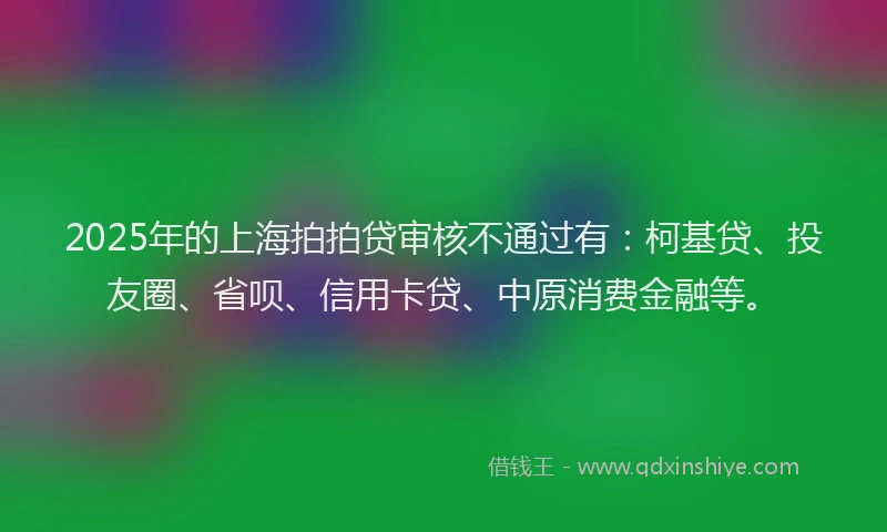 2025年的上海拍拍贷审核不通过有：柯基贷、投友圈、省呗、信用卡贷、中原消费金融等。