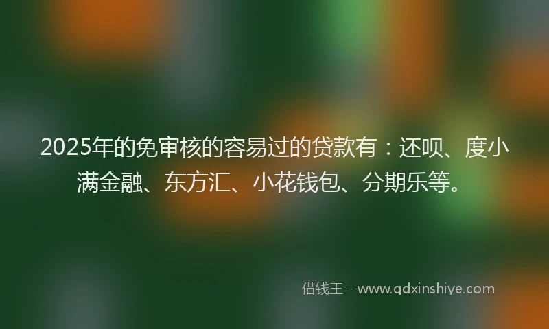 2025年的免审核的容易过的贷款有：还呗、度小满金融、东方汇、小花钱包、分期乐等。