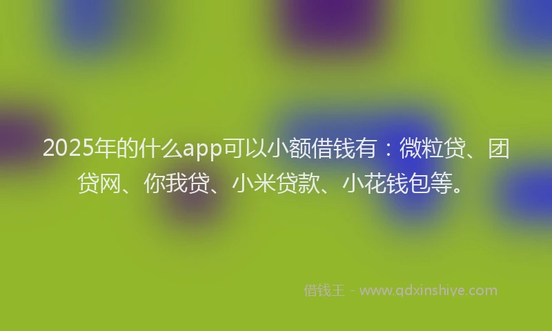 2025年的什么app可以小额借钱有：微粒贷、团贷网、你我贷、小米贷款、小花钱包等。