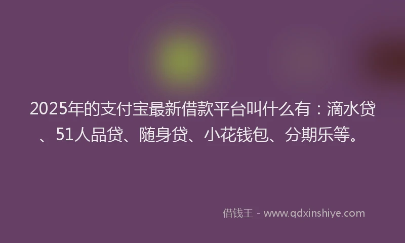 2025年的支付宝最新借款平台叫什么有：滴水贷、51人品贷、随身贷、小花钱包、分期乐等。