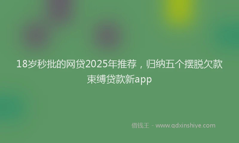 18岁秒批的网贷2025年推荐，归纳五个摆脱欠款束缚贷款新app