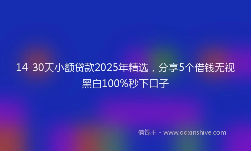 14-30天小额贷款2025年精选，分享5个借钱无视黑白100%秒下口子