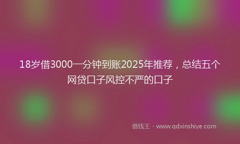 18岁借3000一分钟到账2025年推荐，总结五个网贷口子风控不严的口子