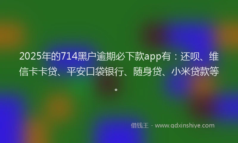 2025年的714黑户逾期必下款app有：还呗、维信卡卡贷、平安口袋银行、随身贷、小米贷款等。