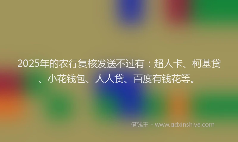 2025年的农行复核发送不过有：超人卡、柯基贷、小花钱包、人人贷、百度有钱花等。