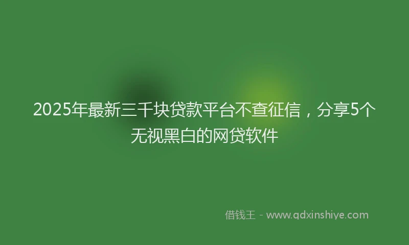 2025年最新三千块贷款平台不查征信，分享5个无视黑白的网贷软件