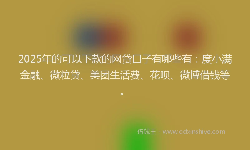 2025年的可以下款的网贷口子有哪些有：度小满金融、微粒贷、美团生活费、花呗、微博借钱等。