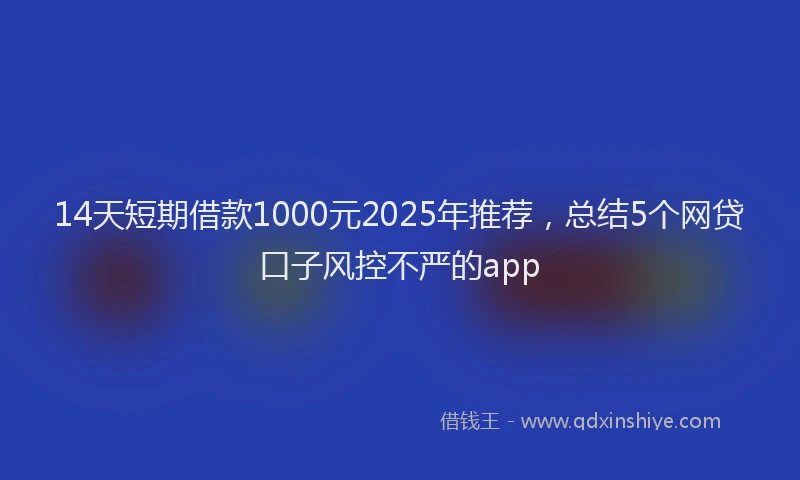 14天短期借款1000元2025年推荐，总结5个网贷口子风控不严的app
