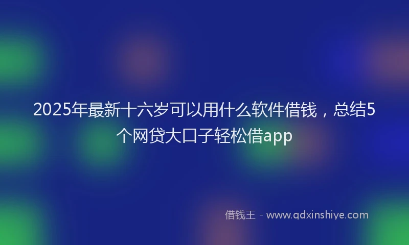 2025年最新十六岁可以用什么软件借钱，总结5个网贷大口子轻松借app